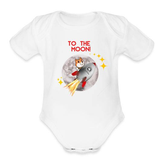 Son Of Doge Organic Short Sleeve Baby Bodysuit (To The Moon!) - white