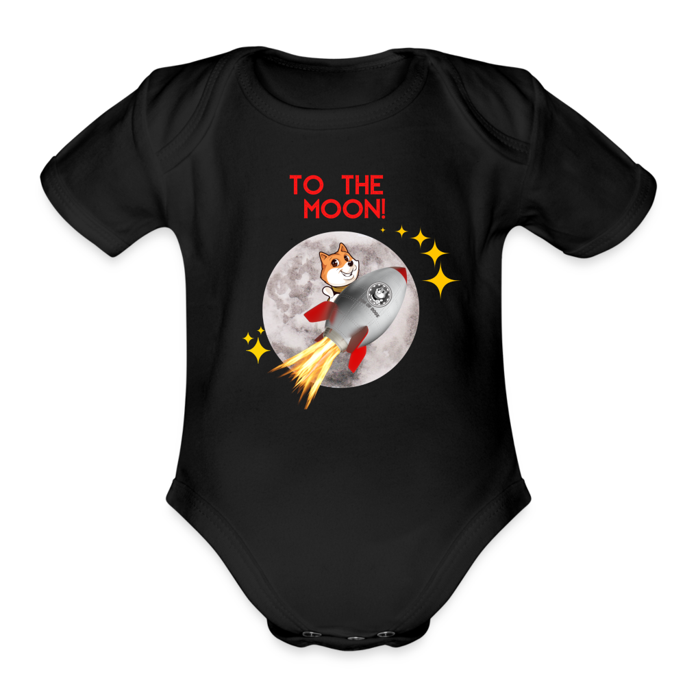 Son Of Doge Organic Short Sleeve Baby Bodysuit (To The Moon!) - black
