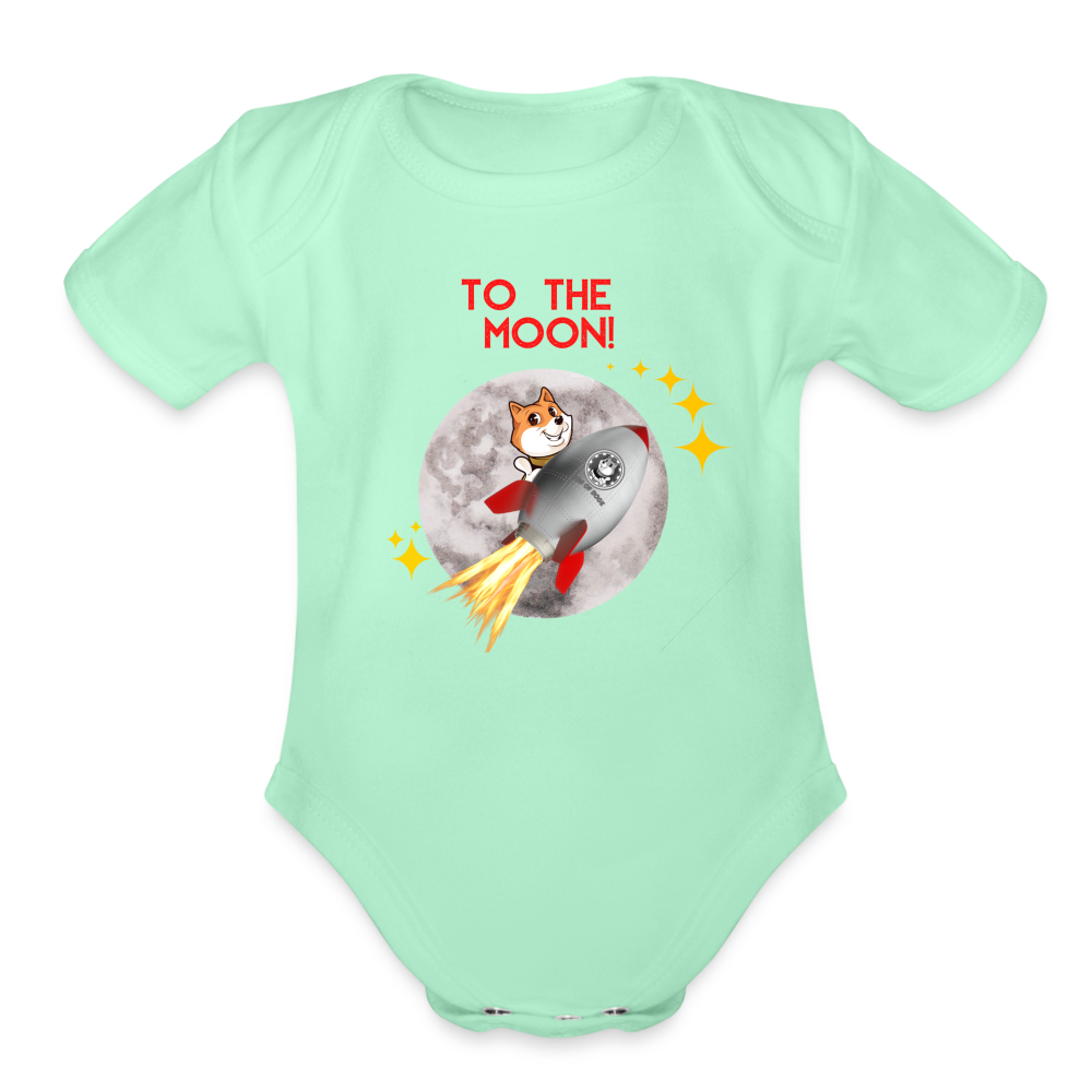 Son Of Doge Organic Short Sleeve Baby Bodysuit (To The Moon!) - light mint